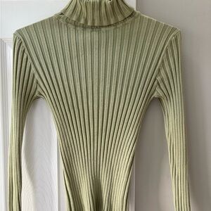 Sage Ribbed Turtleneck Sweater